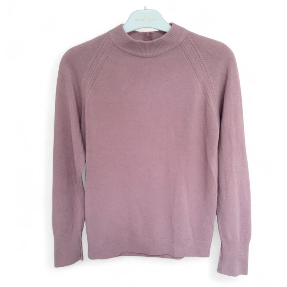 Vintage dusty pink Back-Zip Mock Neck Sweater size S